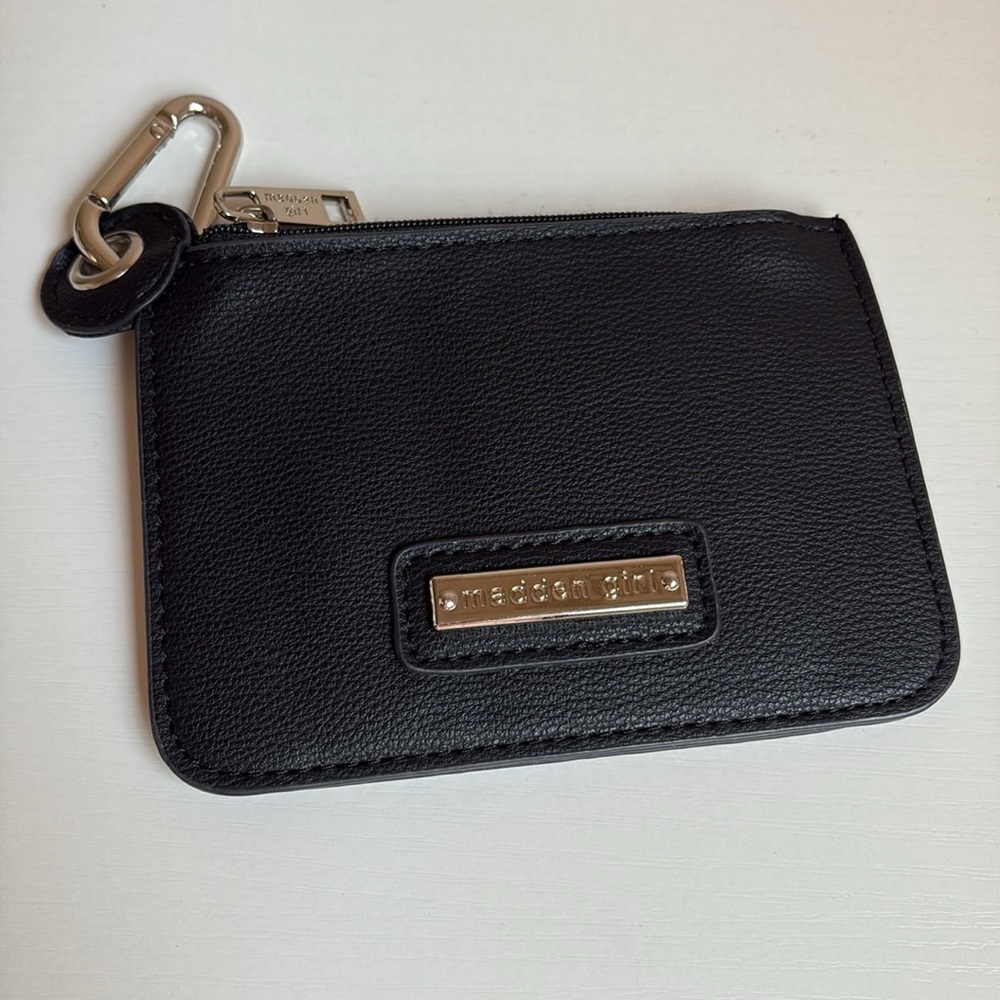 Madden Girl Small Black Faux Leather Wallet Pouch  NWOT
